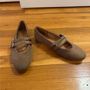 Universal Thread Taupe Double-Strap Perforated Flats